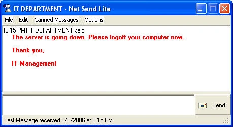 Net Send Lite custom message dialog with enhanced display